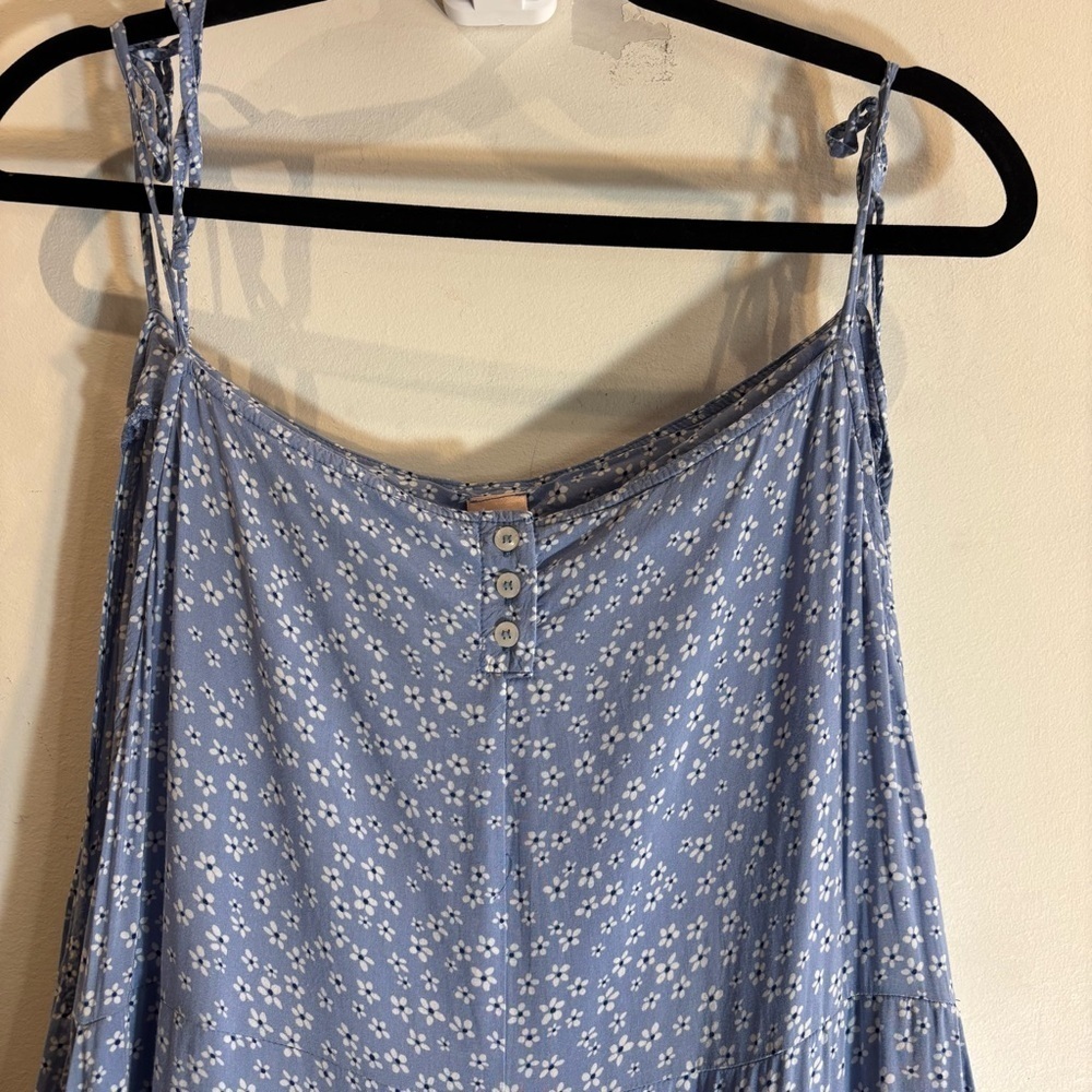 SMASH + TESS Sz L Floral Cotton Jumpsuit with Tie Straps Pockets Elastic Ankle - Picture 2 of 9